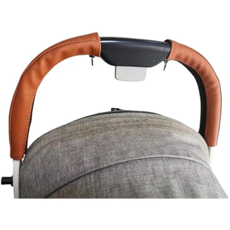 Soft Smooth Leather Bumper Handlebar Sleeve Protect Case for Baby Stroller Dustproof Protect Cover with Zipper Close One Pair - Image 1